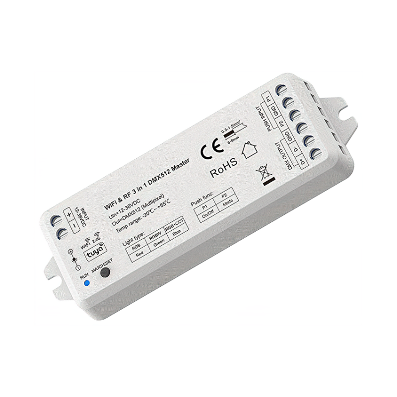 WI-FI RF DMX512 3в1 мултифункционален контролер, 12-36 V DC LED ленти профили и аксесоари
