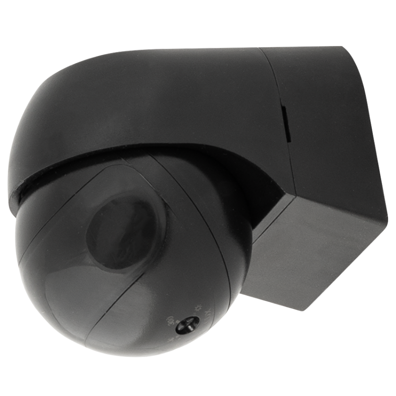 PIR сензор за движение за открит монтаж с черна леща, 180°, 12m, IP44, черен LED осветление