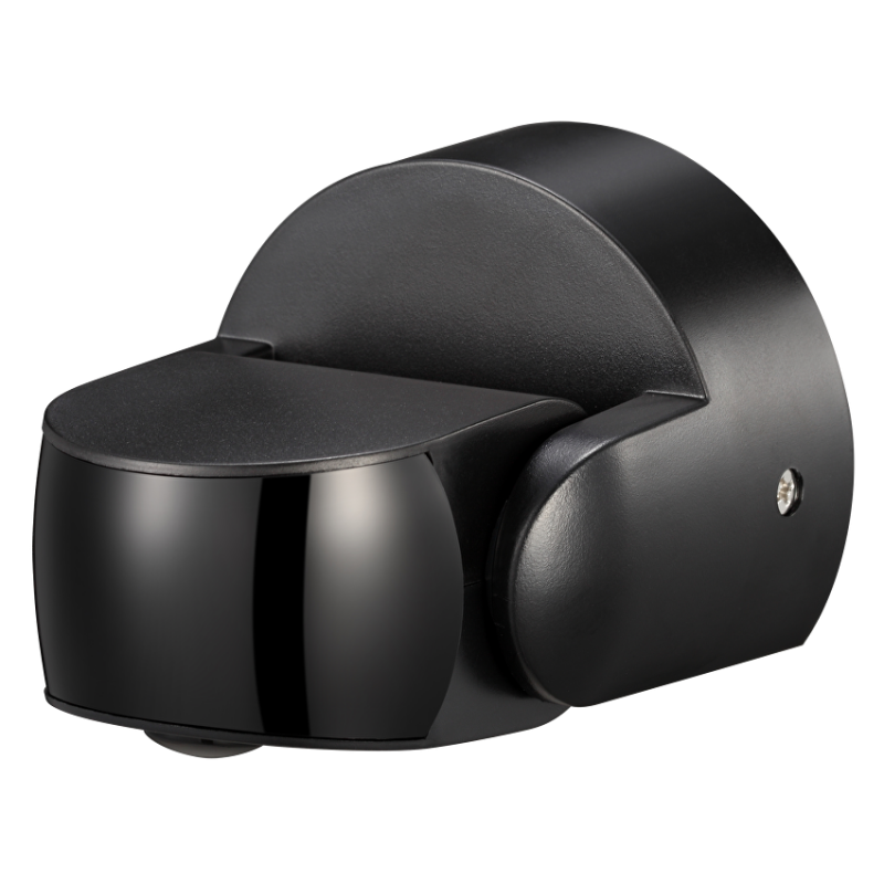PIR сензор за движение за открит монтаж с черна леща, 2xPIR, 180°/360°, 9m, IP65, черен LED осветление