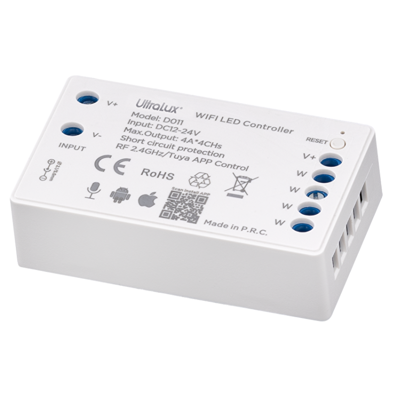 Smart 2.4G RF WIFI димер за едноцветна LED лента 4x4A, 192W (12V), 12-24V DC LED ленти профили и аксесоари
