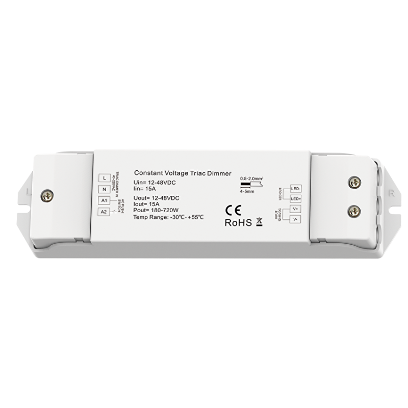 Контролер с TRIAC и PUSH управление 180-720W, 15A, 12-48V DC LED ленти профили и аксесоари