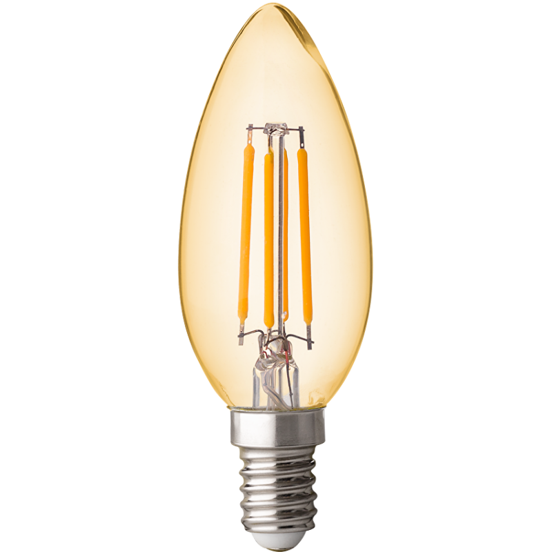 LED filament лампа конус, димираща, 4W, E14, 2500K, 220-240V AC, амбър LED крушки