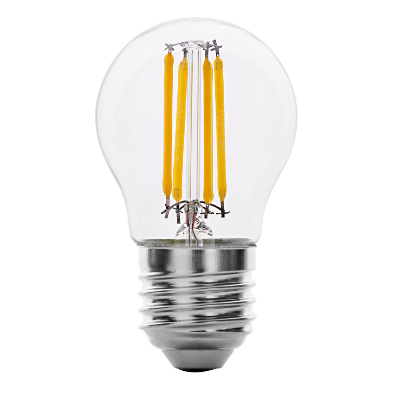 LED filament лампа топка, димираща, 4W, E27, 2700K, 220-240V AC, топла светлина LED крушки