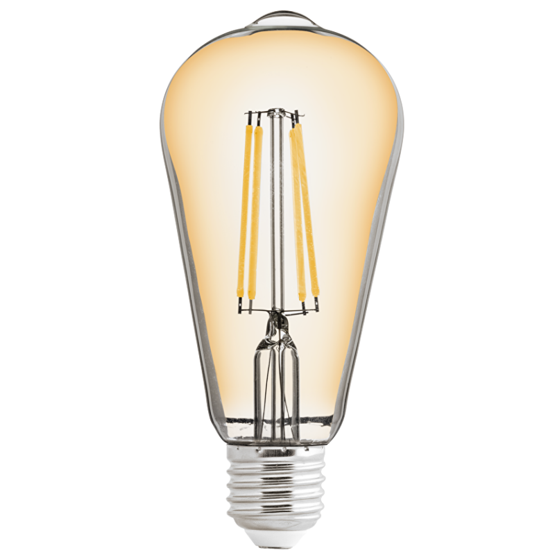 LED filament COB лампа крушка, димираща, 8W, E27, 2500K, 220-240V AC, амбър, ST64 LED крушки