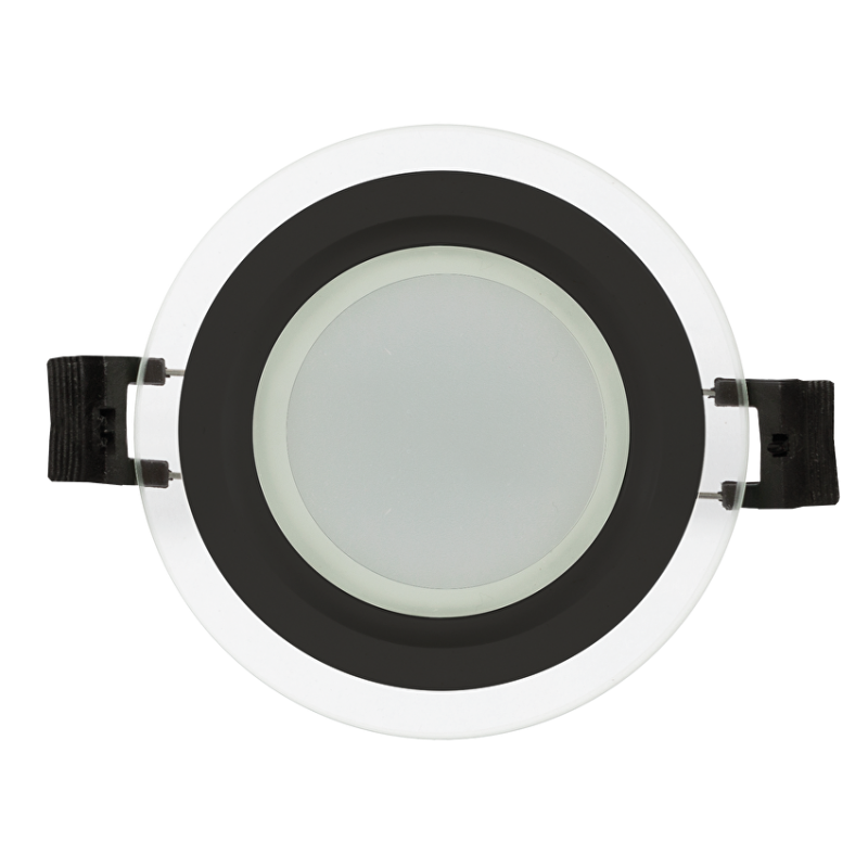 LED стъклен панел за вграждане, кръг, 6W, 4200K, 220-240V AC, IP44, черен ринг LED стъклен панел за вграждане, кръг, 6W, 4200K, 220-240V AC, IP44, черен ринг LED панели