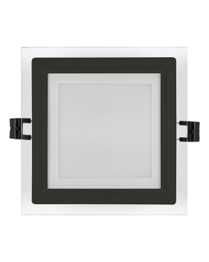 LED стъклен панел за вграждане, квадрат, 18W, 4200K, 220-240V AC, IP44, черен ринг LED панели