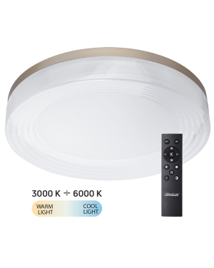 LED димираща ССТ плафониера с дистанционно управление, злато, max.72W, 3000K-6000К LED осветление