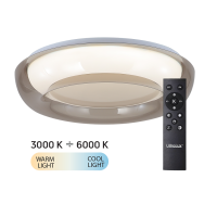 LED димираща ССТ плафониера с дистанционно управление, опушен кварц, max.72W, 3000K-6000К LED осветление