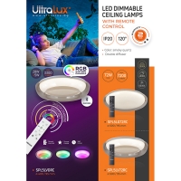 LED димираща ССТ плафониера с дистанционно управление, опушен кварц, max.72W, 3000K-6000К LED осветление