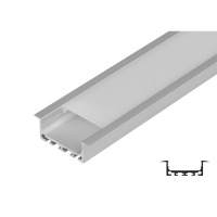 Алуминиев профил за LED лента за вграждане, широк, плитък, 2м LED ленти профили и аксесоари