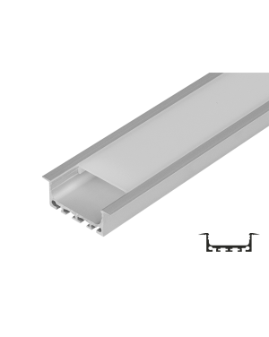 Алуминиев профил за LED лента за вграждане, широк, плитък, 2м LED ленти профили и аксесоари