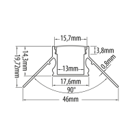 Алуминиев профил за гипсокартон 3m, външен ъгъл, 13mm LED ленти профили и аксесоари