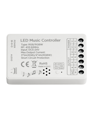 RF Аудио контролер за RGB/RGBW LED осветление 16А, 5-24V DC LED ленти профили и аксесоари