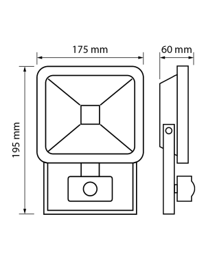 LED SLIM прожектор с датчик за движение 30W, 4200K, 220-240V AC, IP44 LED осветление