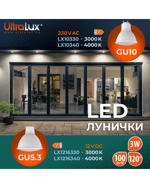 LED лампа луничка 3W, GU10, 4000K, 220V-240V AC, неутрална светлина LED крушки