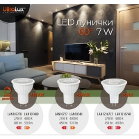 LED лампа луничка димираща 7W, GU10, 4000K, 220-240V AC, неутрална светлина LED крушки