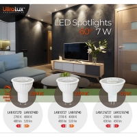 LED лампа луничка димираща 7W, GU10, 4000K, 220-240V AC, неутрална светлина LED крушки