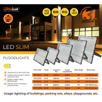LED Slim прожектор 100W, 5000K, 220-240V AC, IP65 неутрална светлина LED осветление