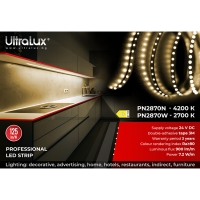 Професионална LED лента 7.2W/m, 2700K, 24V DC, 70 LED/m, SMD2835 LED ленти профили и аксесоари