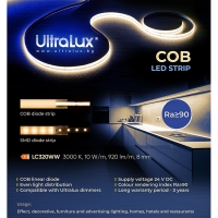 Професионална LED лента 10W/m, 3000K, 24V DC, 320 LEDs/m, COB Професионална LED лента 10W/m, 3000K, 24V DC, 320 LEDs/m, COB LED ленти профили и аксесоари