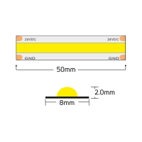 Професионална LED лента 11W/m, 1800K, 24V DC, 480LEDs/m, COB, 5m, амбър LED ленти профили и аксесоари