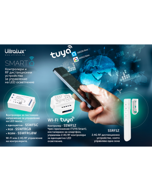 Smart 2.4G RF WIFI контролер за RGBW LED лента 16A, 192W (12VDC), 12-24VDC LED ленти профили и аксесоари