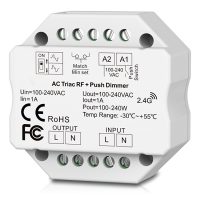 RF TRIAC, PUSH димер за конзола 350VA, 1.5A, 220-240V AC LED ленти профили и аксесоари
