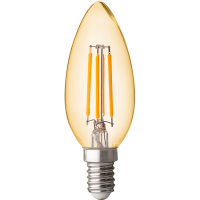 LED filament лампа конус, димираща, 4W, E14, 2500K, 220-240V AC, амбър LED крушки