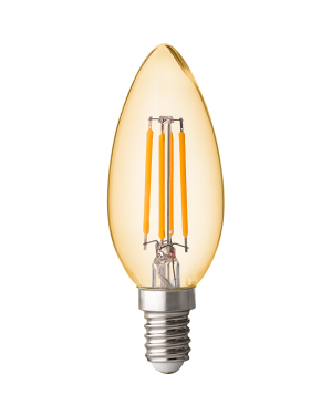 LED filament лампа конус, димираща, 4W, E14, 2500K, 220-240V AC, амбър LED крушки