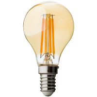 LED filament лампа топка, димираща, 4W, E14, 2500K, 220-240V AC, амбър LED filament лампа топка, димираща, 4W, E14, 2500K, 220-240V AC, амбър LED крушки