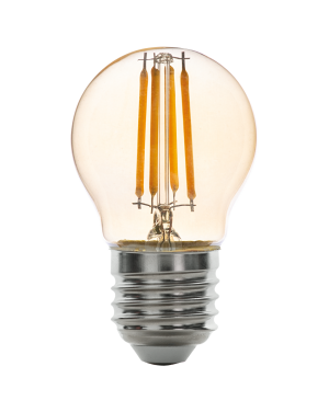 LED filament лампа топка, димираща, 4W, E27, 2500K, 220-240V AC, амбър LED крушки
