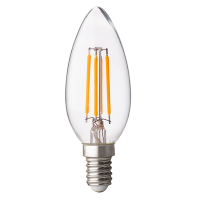 LED filament лампа конус, димираща, 4W, E14, 2700K, 220-240V AC, топла светлина LED крушки