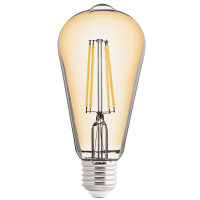 LED filament COB лампа крушка, димираща, 8W, E27, 2500K, 220-240V AC, амбър, ST64 LED крушки