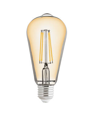 LED filament COB лампа крушка, димираща, 8W, E27, 2500K, 220-240V AC, амбър, ST64 LED крушки
