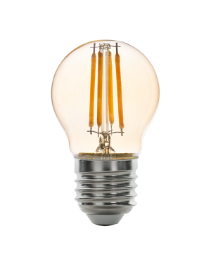 LED filament лампа топка, димираща, 4W, E27, 1800K, 220-240V AC, амбър LED крушки