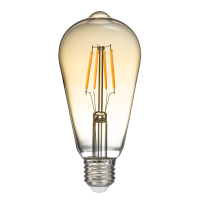 LED filament лампа крушка, амбър, ST64, 5W, E27, 1800K, 230V AC, амбър LED крушки