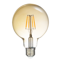 LED filament лампа топка, амбър,G95, 5W, E27, 1800K, 230V AC, амбър LED крушки