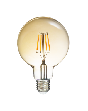 LED filament лампа топка, амбър,G95, 5W, E27, 1800K, 230V AC, амбър LED крушки