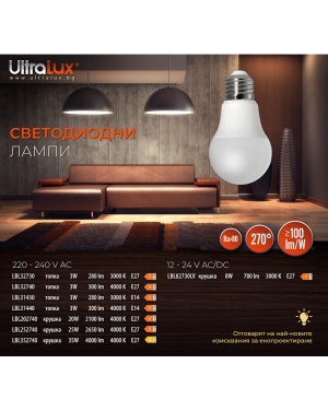LED лампа топка 3W, E14, 3000K, 220-240V AC, топла светлина LED крушки