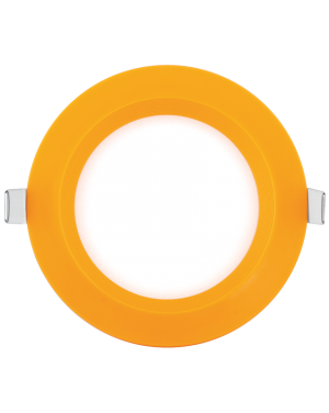 LED панел за вграждане, кръг, оранжева рамка, 6W, 2700K, 220-240V AC, топла светлина LED панели