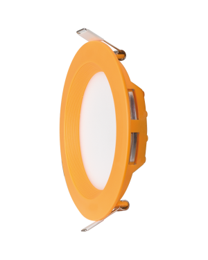 LED панел за вграждане, кръг, оранжева рамка, 6W, 2700K, 220-240V AC, топла светлина LED панели