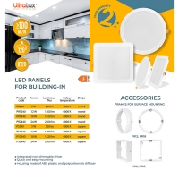 LED панел за вграждане, квадрат, 24W, 4000K, 220-240V AC, неутрална светлина LED панели