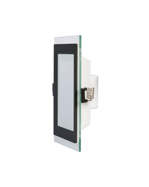 LED стъклен панел за вграждане, квадрат, 6W, 4200K, 220-240V AC, IP44, черен ринг LED панели