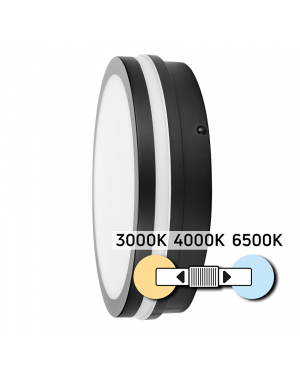 LED влагозащитена плафониера с микровълнов сензор за движение, черна, 18W, 3000K/4000K/6500K, 220V-240V AC, IP54 LED осветление