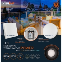 LED плафониера 18W/24W/30W, CCT 3000K/4000K/5000K, IK08, IP54 LED осветление