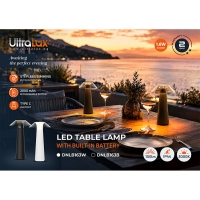 LED димираща презареждаема настолна лампа 1.6W, 3000K, IP44, бяла LED осветление