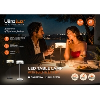 LED димираща презареждаема настолна лампа 2.3W, 3000K, IP44, черна LED димираща презареждаема настолна лампа 2.3W, 3000K, IP44, черна LED осветление