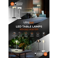 LED димираща презареждаема настолна лампа 2.3W, 3000K, IP44, бяла LED димираща презареждаема настолна лампа 2.3W, 3000K, IP44, бяла LED осветление
