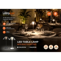 LED димираща презареждаема настолна лампа 1.5W, 3000K, IP44, бяла LED осветление