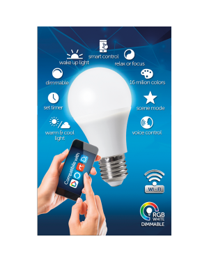 WiFi Smart LED крушка, 8W, E27, RGB+4200K, 270°, 220-240V AC LED крушки